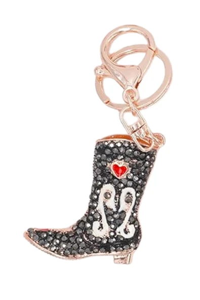 Kristal Taşlı Kadın Çizme Anahtarlık Siyah No.2 - Resim 5