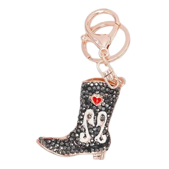 Kristal Taşlı Kadın Çizme Anahtarlık Siyah No.2 - Resim 2