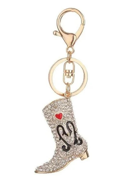 Kristal Taşlı Kadın Çizme Anahtarlık Beyaz No.3 - Resim 6