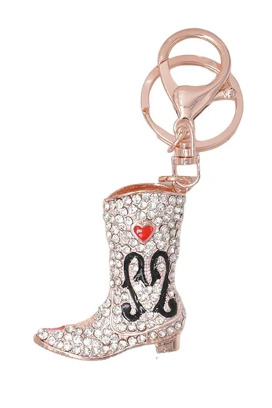Kristal Taşlı Kadın Çizme Anahtarlık Beyaz No.3 - Resim 5