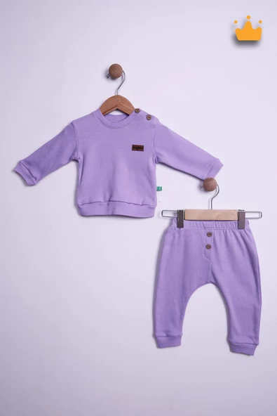 Begi %100 Pamuk Düğmeli Sweat Pantolon Takım 23631 - 4