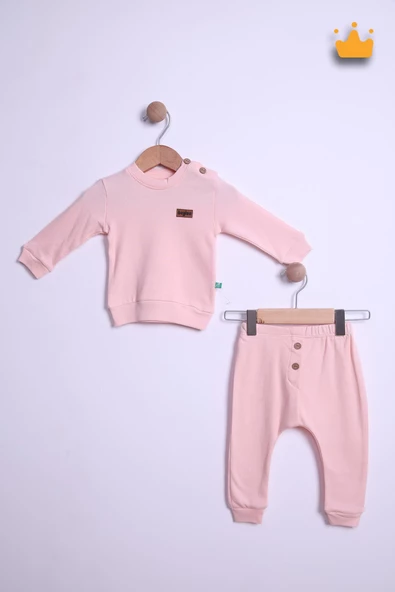 Begi %100 Pamuk Düğmeli Sweat Pantolon Takım 23631 - 5