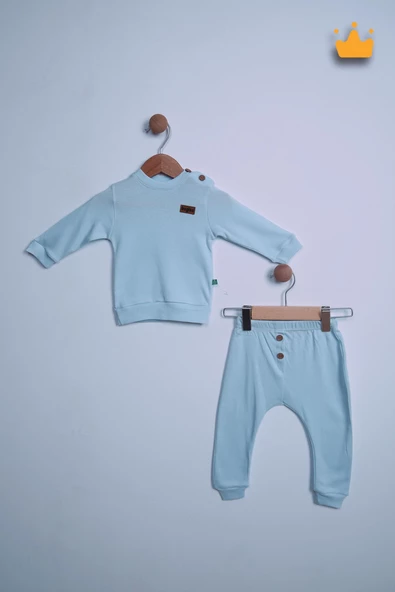 Begi %100 Pamuk Düğmeli Sweat Pantolon Takım 23631