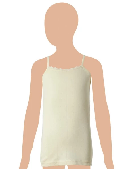 12 Adet Gümüş Kız Çocuk Jakarlı İp Askılı Atlet Karışık Renk 3086 - Resim 6