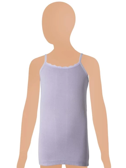 12 Adet Gümüş Kız Çocuk Jakarlı İp Askılı Atlet Karışık Renk 3086 - Resim 5