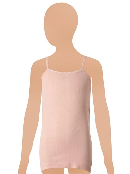 12 Adet Gümüş Kız Çocuk Jakarlı İp Askılı Atlet Karışık Renk 3086 - Resim 4