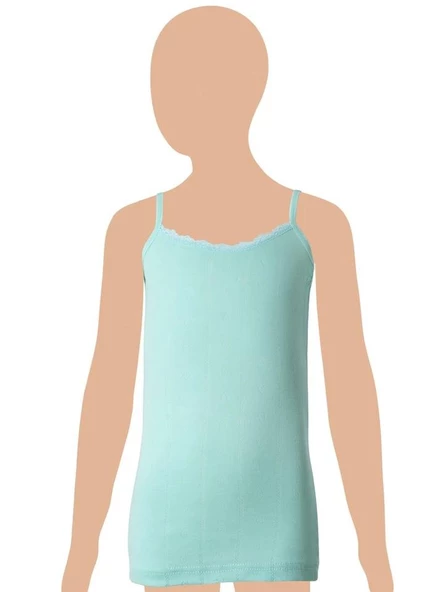 12 Adet Gümüş Kız Çocuk Jakarlı İp Askılı Atlet Karışık Renk 3086 - Resim 3