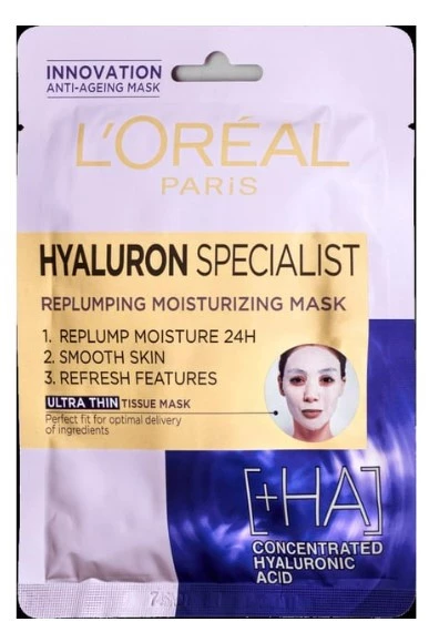 LOREAL PARİS YÜZ BAKIM MASKESİ & HYALURON UZMANI VE DOLGUNLAŞTIRAN KAĞIT MASKE 1 ADET