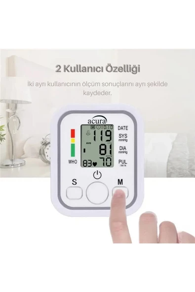 Acura AC-463K Türkçe Konuşan Çift Kullanıcı Özellikli Koldan Tansiyon Aleti Pil Hediyeli - 2