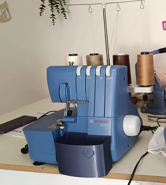 Singer Overlok Makinesi S0235 - S0230 Için Çöp Kutusu Atık Fire Kabı Mavi - 2