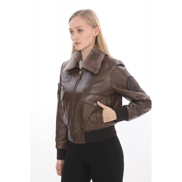 CAT3B (KOYU KAHVE) DERI BAYAN PILOT MONTU - 3