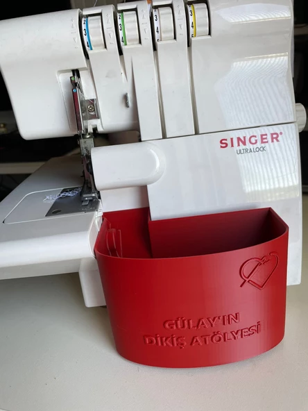 Singer Overlok Çöp Kutusu Fire Kabı XL Kişiye Özel Kırmızı 14SH654 14SH754 14HD854 HD0405S S010L - 4