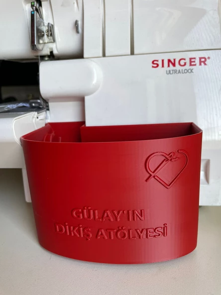 Singer Overlok Çöp Kutusu Fire Kabı XL Kişiye Özel Kırmızı 14SH654 14SH754 14HD854 HD0405S S010L - 3