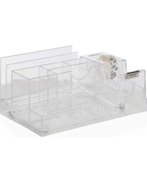 Masaüstü Organizer Kalemlik Bant Kesicili Şeffaf