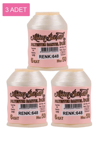 3 Adet Altınbaşak Oya ve Dantel İpi 20 gr -    - No: 648