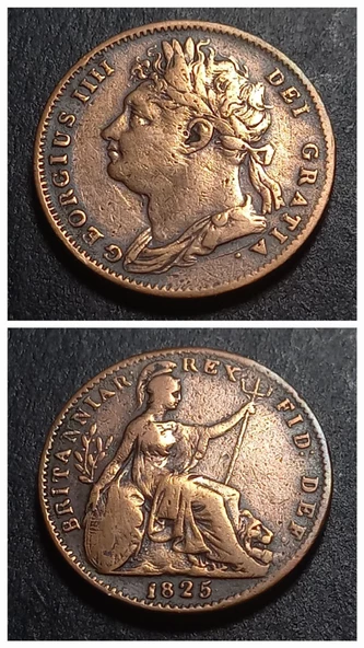 Escoines Koleksiyon 1825 Birleşik Krallık 1 Farthing Nadir/Az çıkar ÇÇT+ eski yabancı madeni para