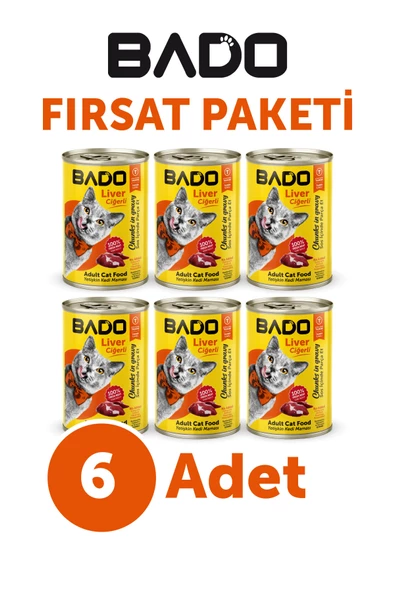 Bado Yetişkin Yaş Kedi Maması Ciğerli 400GR 6Lı