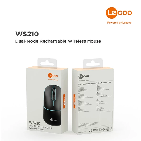 LENOVO LECOO WS210 Bluetooth & 2.4G WiFi Wireless Charging  MOUSE SİYAH