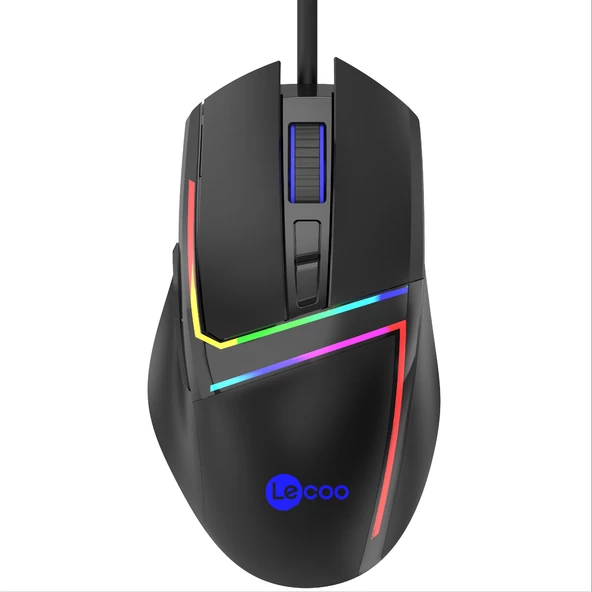 LENOVO LECOO MS106 KABLOLU RGB LED AYDINLATMALI 3200DPI 7 TUŞLU MOUSE SİYAH