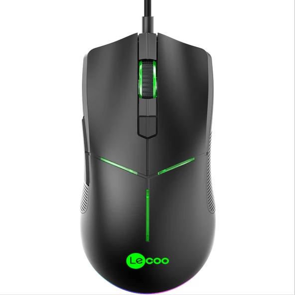 LENOVO LECOO MS109 KABLOLU RGB LED AYDINLATMALI 6400 DPI 8 MAKRO MOUSE SİYAH