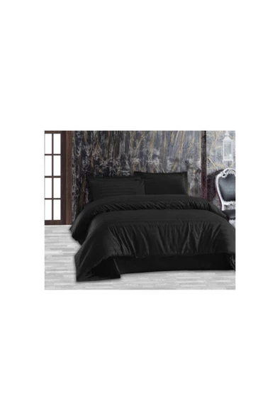 ALTINBAŞAK Always Siyah Satin Deluxe Pamuk Saten Çift Kişilik Nevresim Takımı - 2
