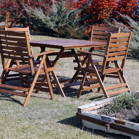 Bahçeme Kaş 70x120 Katlanabilir Ahşap Bahçe Balkon Masası - 3
