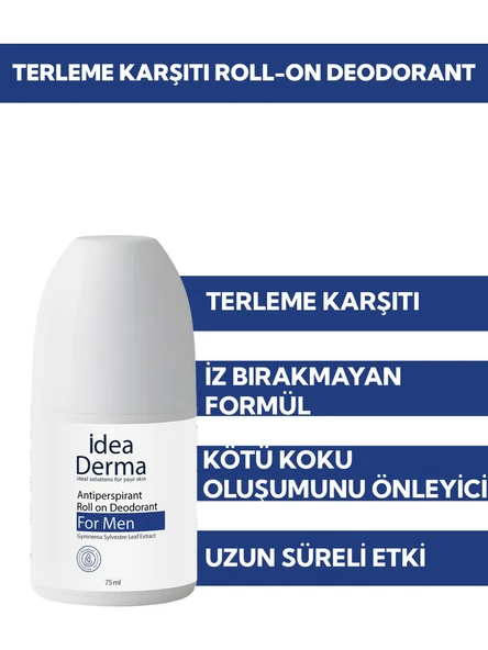 İdea Derma Roll-on Antiperspirant Deodorant 75 ml - Erkekler İçin - Resim 2