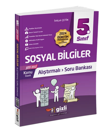 GİZLİ YAYINLARI 5.SINIF SOSYAL BİLGİLER ALIŞTIRMALI SORU BANKASI