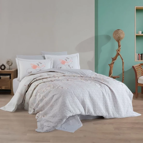 Hobby Missy Gri - Çift Kişilik Poplin Kapitone Nevresim Takımı