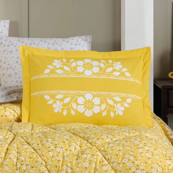 Hobby Sofia Sarı - Poplin Çift Kişilik Uyku Seti - 3