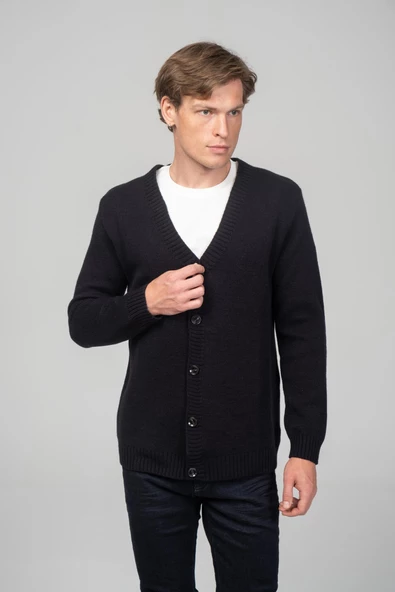 Erkek Önü Düğmeli Kışlık Hırka - 5