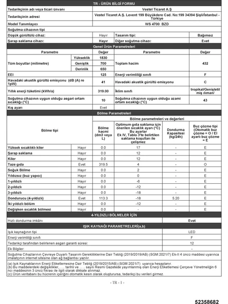 Windsor Ws 4700 F Enerji Sınıfı Statik Buzdolabı - Resim 4