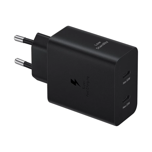 Samsung EP-T5020X 50W Type-C Çift Çıkışlı Kablolu Hızlı Şarj Adaptörü Siyah Samsung Türkiye Garantili - 2