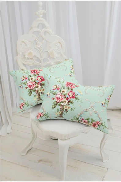 UPSTYLE Yastık Kılıfı  Mint Renk Pamuk Polyester Karışımı 50x70 cm (1 ALANA 1 HEDİYE )