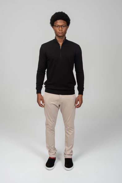 Erkek Yarım Balıkçı Yaka Fermuarlı Yumuşak Dokulu Mevsimlik Triko Kazak - 4