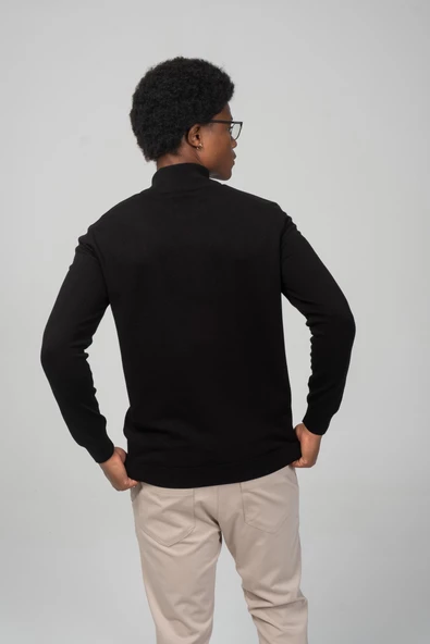 Erkek Yarım Balıkçı Yaka Fermuarlı Yumuşak Dokulu Mevsimlik Triko Kazak - 5