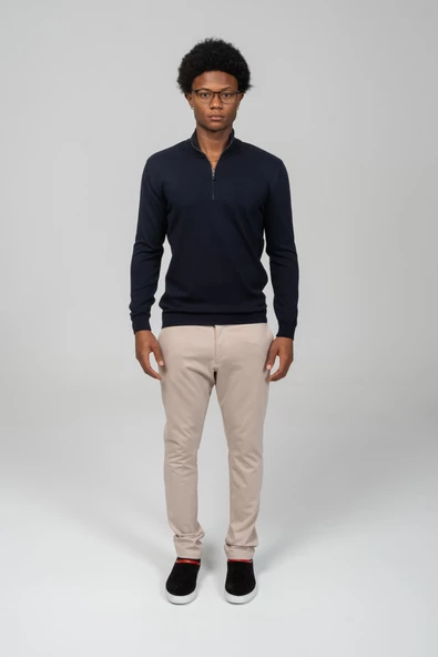 Erkek Yarım Balıkçı Yaka Fermuarlı Yumuşak Dokulu Mevsimlik Triko Kazak - 9