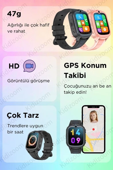 K800 Akıllı Çocuk Saati Sim Kartlı Gps Konum Görüntülü Konuşma Ortam Dinleme Özellikli Çocuk Saati - 7