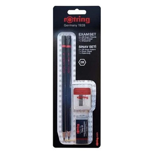 Rotring Sınav Seti (2'li 2B Sınav Kalemi+ Silgi+ Kalemtraş)