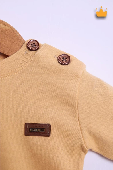 Babyhola %100 Pamuk Düğmeli Sweat Düğmeli Pantolon Takım 236312 - 11