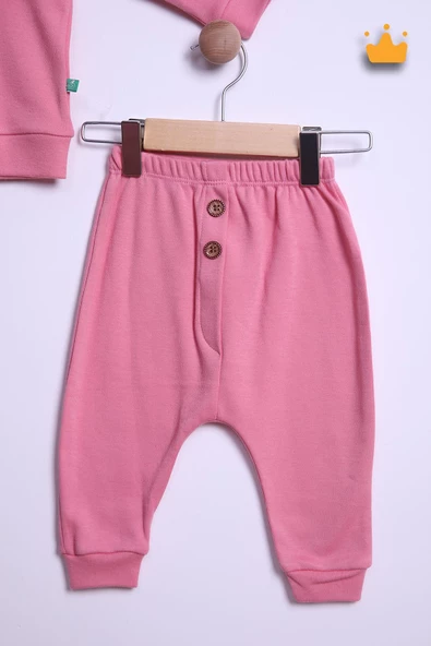 Babyhola %100 Pamuk Düğmeli Sweat Düğmeli Pantolon Takım 236311 - 10