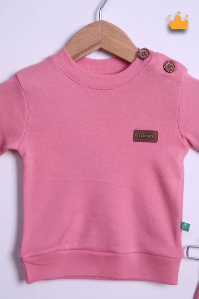 Babyhola %100 Pamuk Düğmeli Sweat Düğmeli Pantolon Takım 236311 - 4