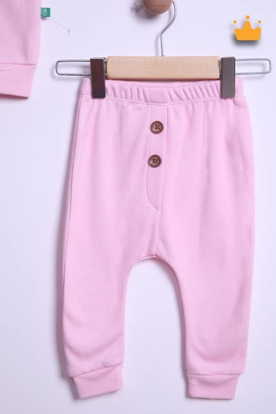 Babyhola %100 Pamuk Düğmeli Sweat Düğmeli Pantolon Takım 236311 - 9