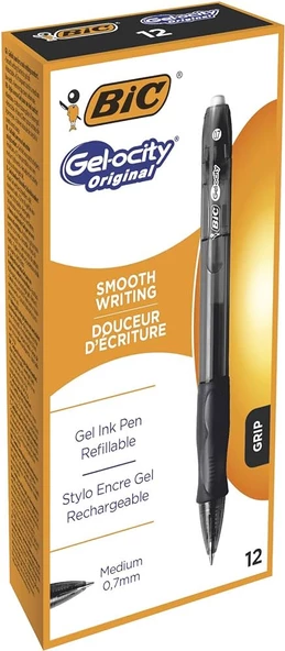 Bic Gel-Ocity Original Siyah Roller Jel Kalem 12'li Paket