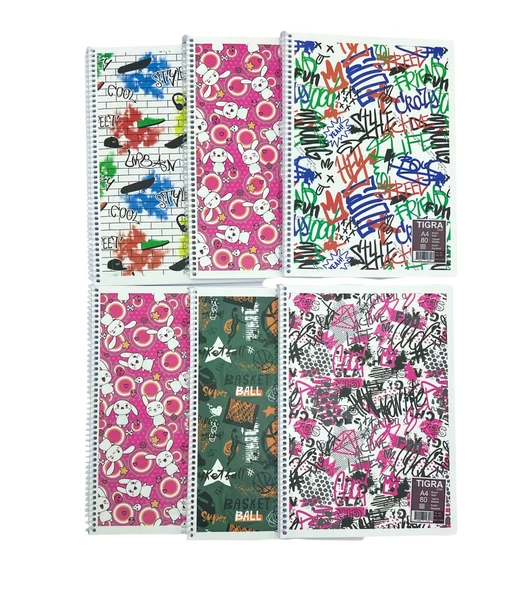 Sırımsı Star 80 Yaprak Spiralli Plastik Desenli Kapak A4 Okul Defteri 6 Adet Kareli - 3