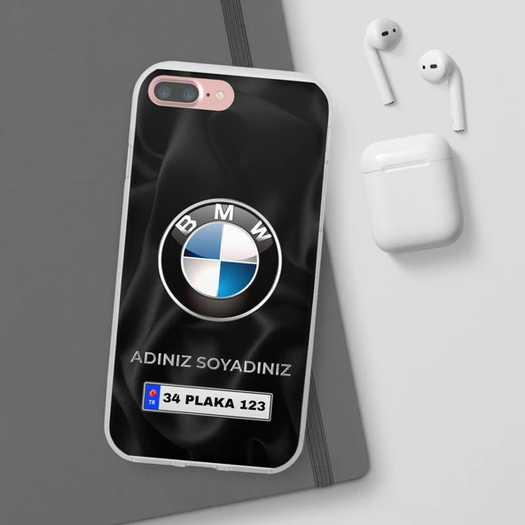 iPhone 7 PLUS İçin Kişiye Özel BMW Logolu ve İsim Yazılı Premium Telefon Kılıfı