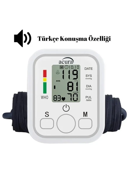 Acura AC-463K Türkçe Konuşan Çift Kullanıcı Özellikli Koldan Tansiyon Aleti - Resim 3