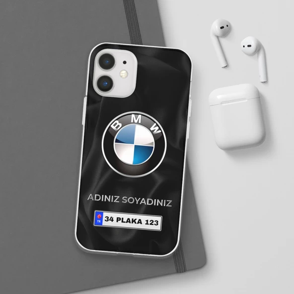 iPhone 12 Mini İçin Kişiye Özel BMW Logolu ve İsim Yazılı Premium Telefon Kılıfı