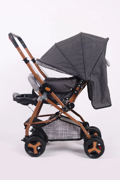 Jusso Dido Comfort Line Çift Yönlü Bebek Arabası Gri-Gold - 3