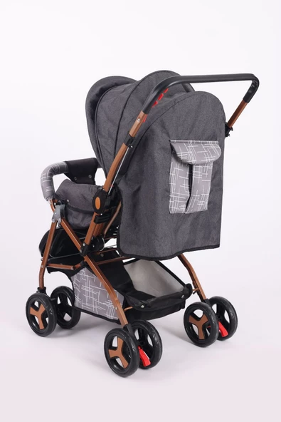 Jusso Dido Comfort Line Çift Yönlü Bebek Arabası Gri-Gold - 4